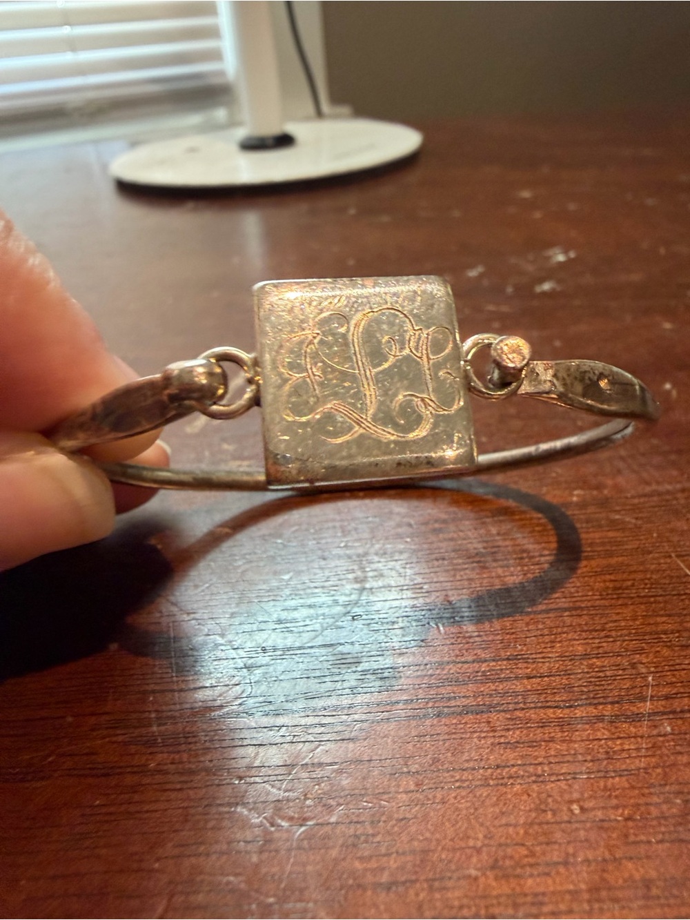 Vintage Taxco Mexican Sterling Silver Monogram Bangle Bracelet 925 TR-57 17g